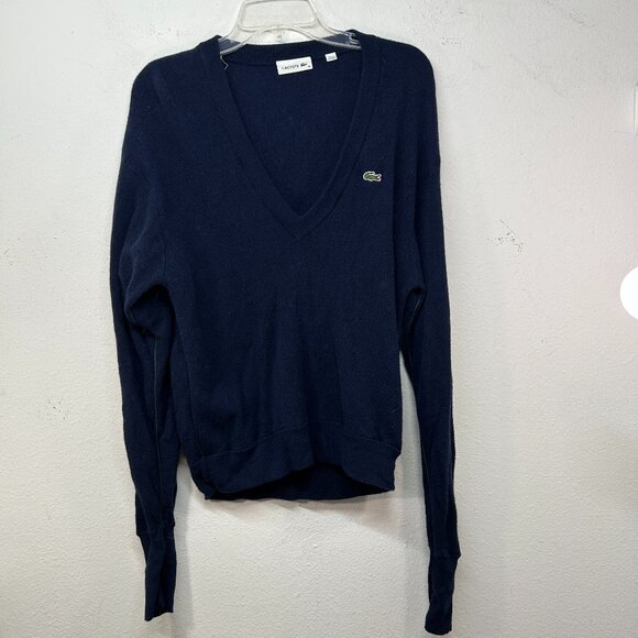 Lacoste mens sweater XS 36 BLUE vneck WOOL PREPPY EVERYDAY CASUAL ACADEMIA GATOR - Picture 12 of 12